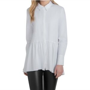 Lysse Poet Peplum Blouse Long Sleeve Women's M Button Front Preppy Career